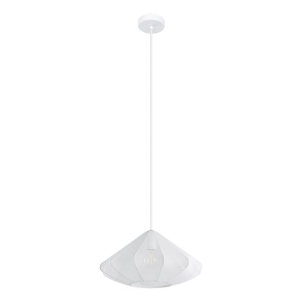 Lámpara Colgante Moderna DOLWEN Blanca Ø42.5cm, E27, con Pantalla de Textil y Detalles en Acero para Interior