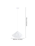 Lámpara Colgante Moderna DOLWEN Blanca Ø42.5cm, E27, con Pantalla de Textil y Detalles en Acero para Interior