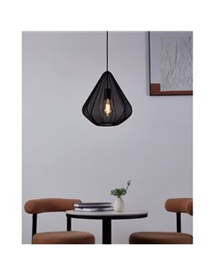 Lampe à suspension noire DOLWEN Ø33,5 cm, E27, avec abat-jour en textile et détails en acier 2