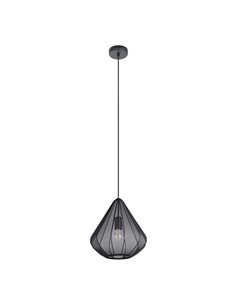 Lámpara Colgante DOLWEN Negra Ø33.5cm, E27, con Pantalla Textil y Detalles en Acero