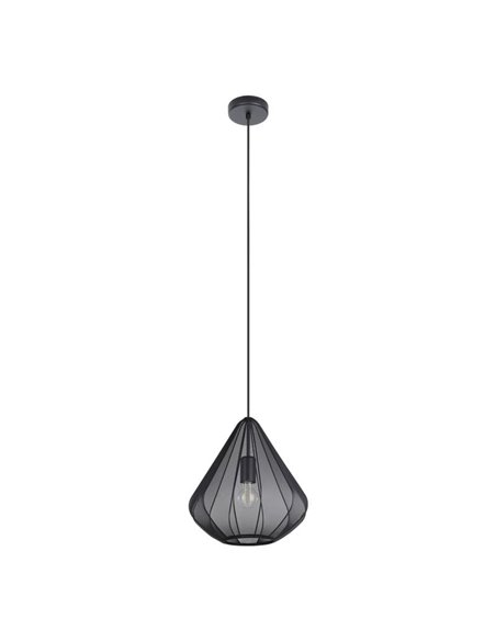 Lámpara Colgante DOLWEN Negra Ø33.5cm, E27, con Pantalla Textil y Detalles en Acero