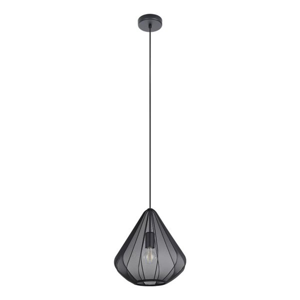 Lámpara Colgante DOLWEN Negra Ø33.5cm, E27, con Pantalla Textil y Detalles en Acero