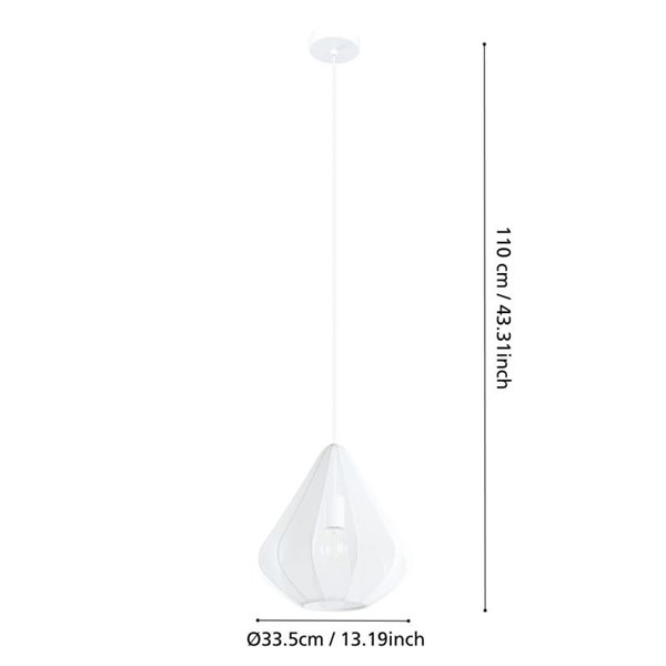 Lámpara Colgante DOLWEN Blanca Ø33.5cm, E27, con Pantalla Textil y Acero para Interior