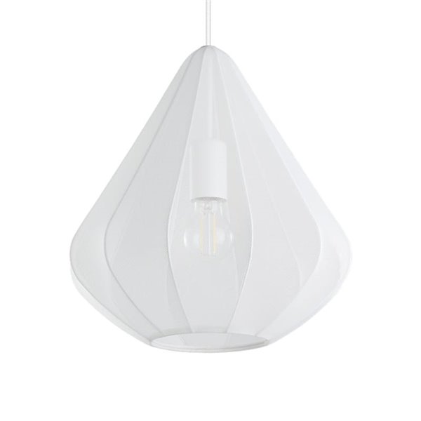 DOLWEN Suspension Blanche Ø33,5cm, E27, avec abat-jour en textile et acier pour intérieur