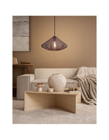 Lámpara Colgante DOLWEN Negra Ø42.5cm, E27, con Pantalla Textil y Acero