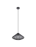 Lampe à suspension noire DOLWEN Ø42,5 cm, E27, avec abat-jour en textile et acier