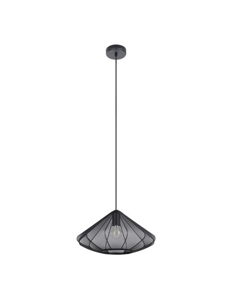 Lampe à suspension noire DOLWEN Ø42,5 cm, E27, avec abat-jour en textile et acier