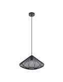 Lampe à suspension noire DOLWEN Ø42,5 cm, E27, avec abat-jour en textile et acier