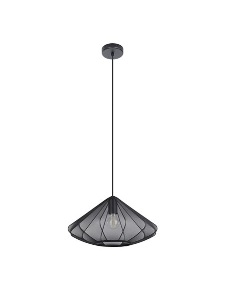 Candeeiro suspenso DOLWEN preto Ø42,5cm, E27, com abajur têxtil e aço