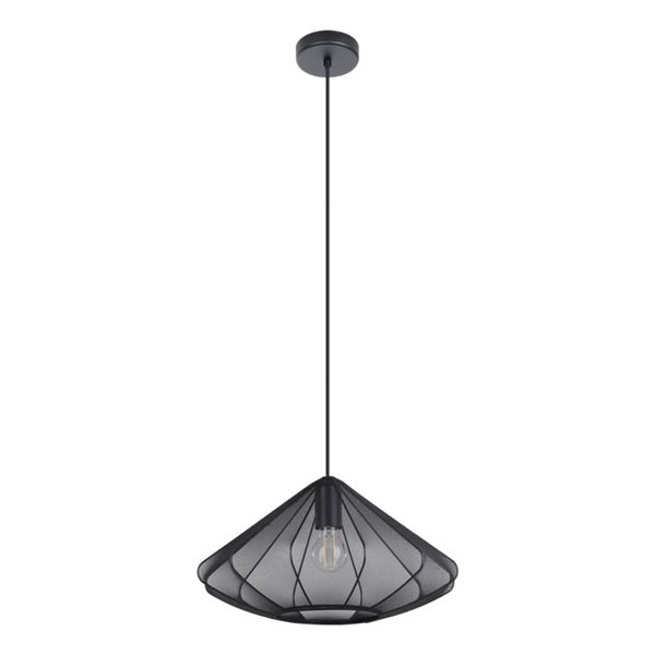 Lámpara Colgante DOLWEN Negra Ø42.5cm, E27, con Pantalla Textil y Acero