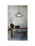 Lampe à suspension noire DOLWEN Ø42,5 cm, E27, avec abat-jour en textile et acier