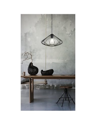 Lámpara Colgante DOLWEN Negra Ø42.5cm, E27, con Pantalla Textil y Acero