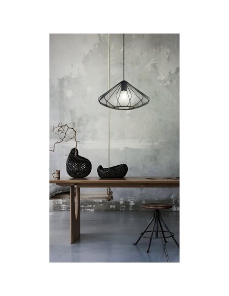 Lámpara Colgante DOLWEN Negra Ø42.5cm, E27, con Pantalla Textil y Acero