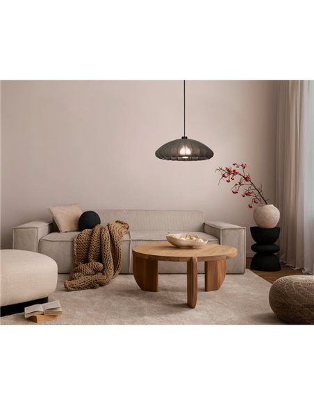 Candeeiro suspenso BARLASTON cinzento com abajur têxtil lavável Ø35cm, E27