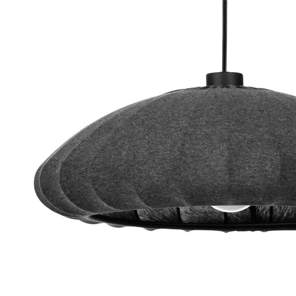 BARLASTON Suspension Grise avec Abat-Jour Textile Lavable Ø35cm, E27