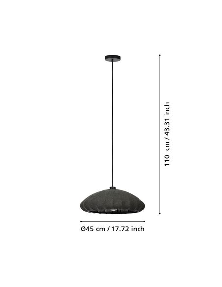 Candeeiro suspenso BARLASTON cinzento com abajur têxtil lavável Ø35cm, E27