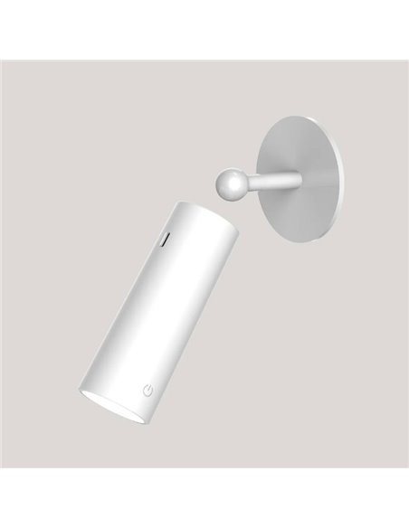 Aplique sin punto de luz ROLL 4 con accesorio imantado de pared, táctil, blanco 3W -sin cables-