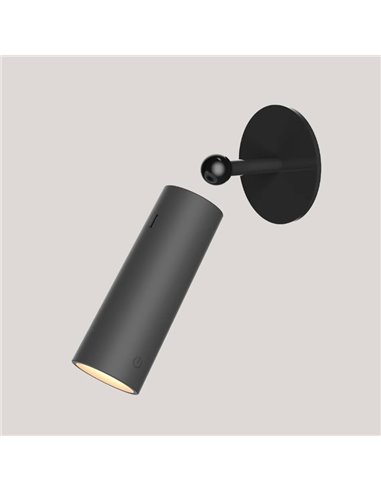 Aplique LED sin cables ROLL 4 con accesorio imantado de pared, táctil, negro 3W -inalámbrico-
