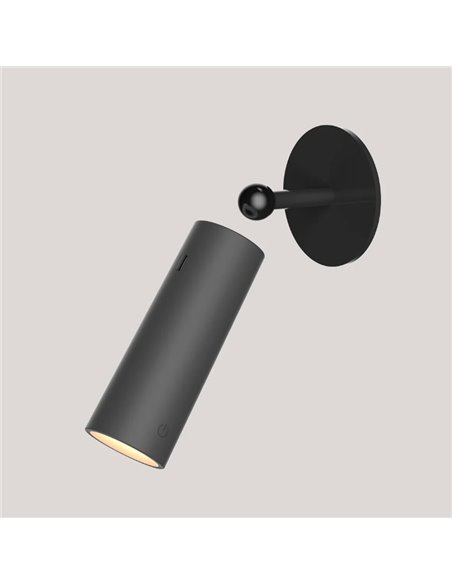 Aplique LED sin cables ROLL 4 con accesorio imantado de pared, táctil, negro 3W -inalámbrico-