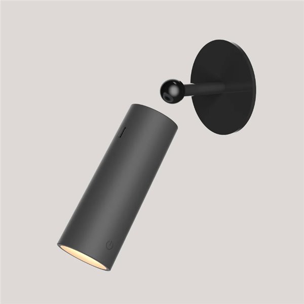 Aplique LED sin cables ROLL 4 con accesorio imantado de pared, táctil, negro 3W -inalámbrico-