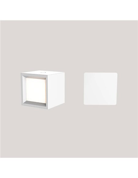 Aplique de pared sin cables BOX 8 con accesorio imantado de pared, facil de instalación blanco