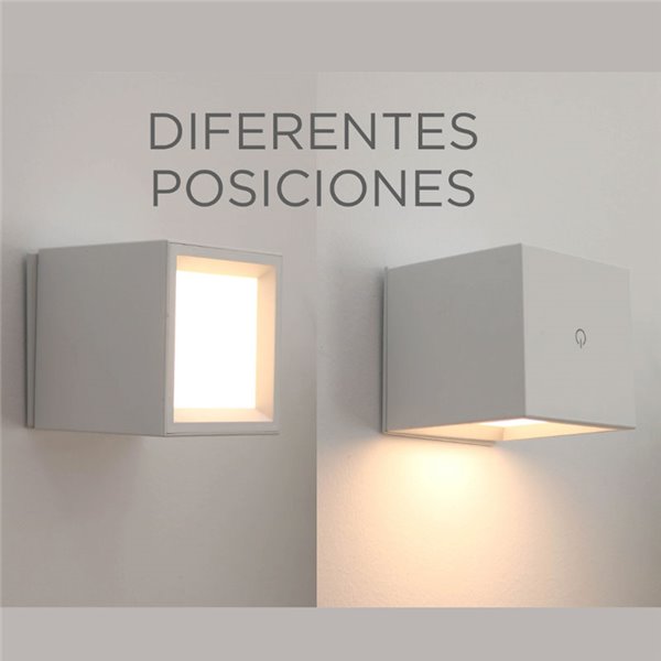 Aplique de pared sin cables BOX 8 con accesorio imantado de pared, facil de instalación blanco