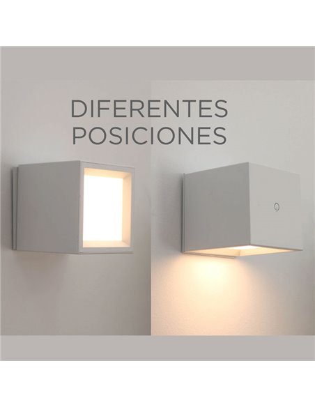 Aplique de pared sin cables BOX 8 con accesorio imantado de pared, facil de instalación, negro