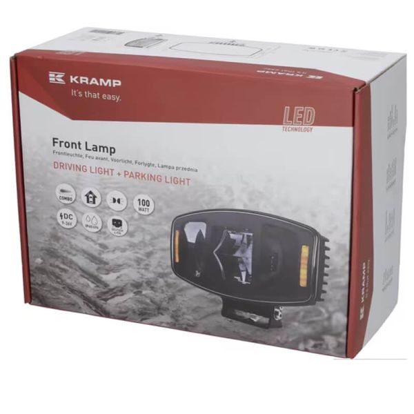 Caixa de farol LED retangular aprovada pela ECE 9-36V de longo alcance e luz diurna com luz de estacionamento dupla branca/laran