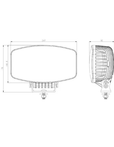 Medições Farol LED retangular aprovado pela ECE 9-36V de longo alcance e luz diurna com luz de estacionamento dupla branca/laran