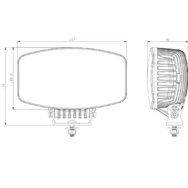 Medidas Faro LED Rectangular Homologado ECE 9-36V Luz Largo alcance y Diurna con Doble Luz de Estacionamiento Blanca/Naranja