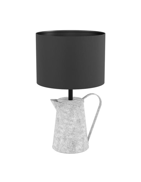 Candeeiro de mesa de metal KENSAL com base para regador e abajur têxtil preto, E27