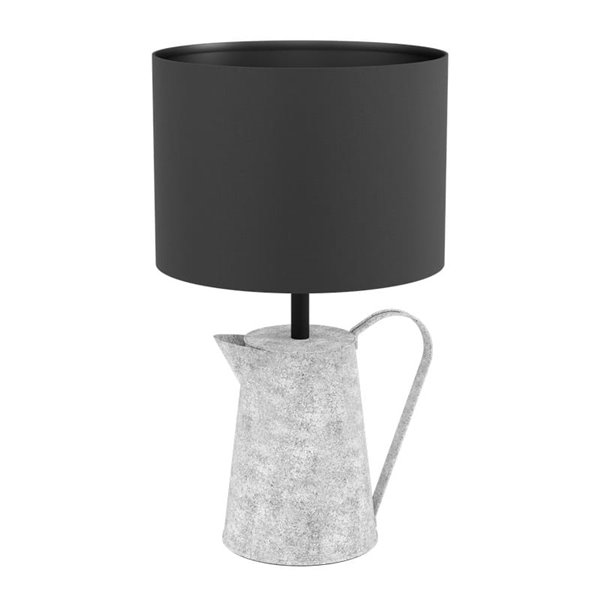 Candeeiro de mesa de metal KENSAL com base para regador e abajur têxtil preto, E27