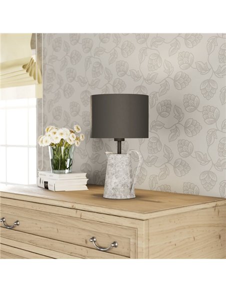 KENSAL Lampe de table en métal avec pied arrosoir et abat-jour en textile noir, E27