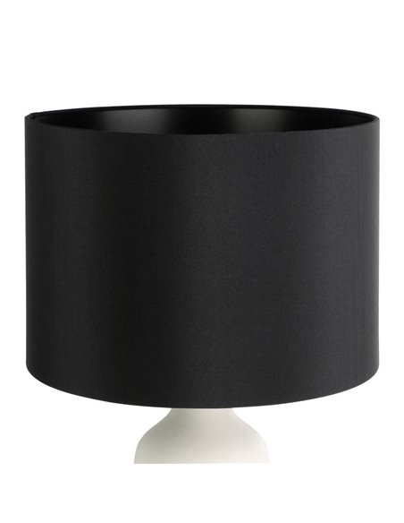 Lampe de table blanche VINOZA avec base en céramique et abat-jour en textile noir, E27