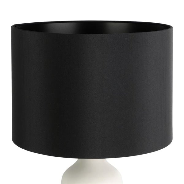 Lampe de table blanche VINOZA avec base en céramique et abat-jour en textile noir, E27