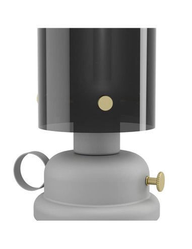 Lanterna de mesa de metal cinza GARGRAVE com abajur translúcido, E27