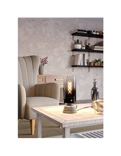 Lanterna de mesa de metal cinza GARGRAVE com abajur translúcido, E27 2