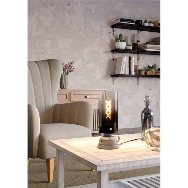 GARGRAVE Lanterne de table en métal gris avec abat-jour translucide, E27