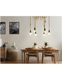 Lampe à suspension RAMPSIDE Spider avec 6 supports de lampe suspendus en corde de chanvre, 6XE27