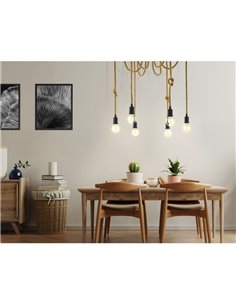 Lâmpada pendente RAMPSIDE Spider com 6 suportes de lâmpada suspensos em corda de cânhamo, 6XE27 2