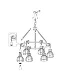 Lampe à suspension RAMPSIDE avec 6 abat-jour en fil noir et corde de chanvre, 6XE27