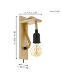 Aplique de Pared RAMPSIDE con Cuerda de Cáñamo y Portalámparas de Madera y Metal, E27