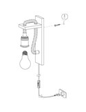 Aplique de Pared RAMPSIDE con Cuerda de Cáñamo y Portalámparas de Madera y Metal, E27