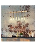Lampe à suspension YOUNGSTOWN avec barre en bois, 6 supports de lampe suspendus en corde de chanvre, 6XE27