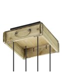 Lámpara Colgante WOOTTON con Caja de Madera Vintage y 4 Portalámparas de Metal Negro, 4XE27