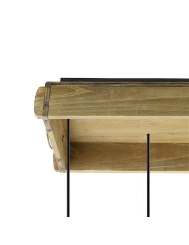 Lámpara Colgante WOOTTON con Caja de Madera Vintage y 6 Portalámparas de Metal Negro, 6XE27