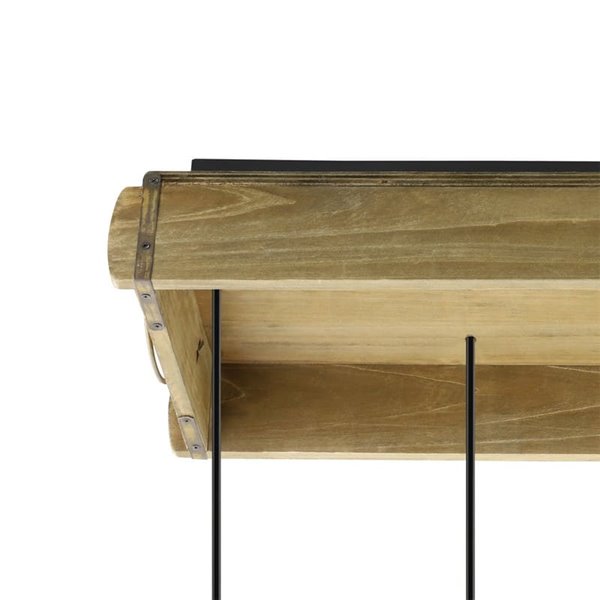 Lámpara Colgante WOOTTON con Caja de Madera Vintage y 6 Portalámparas de Metal Negro, 6XE27