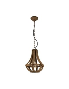 KINROSS Lampe à Suspension Rustique avec Corps en Bois Marron, Ø31cm, E27
