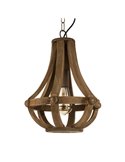 Lámpara Colgante Rústica KINROSS con Cuerpo de Madera Marrón, Ø31cm, E27