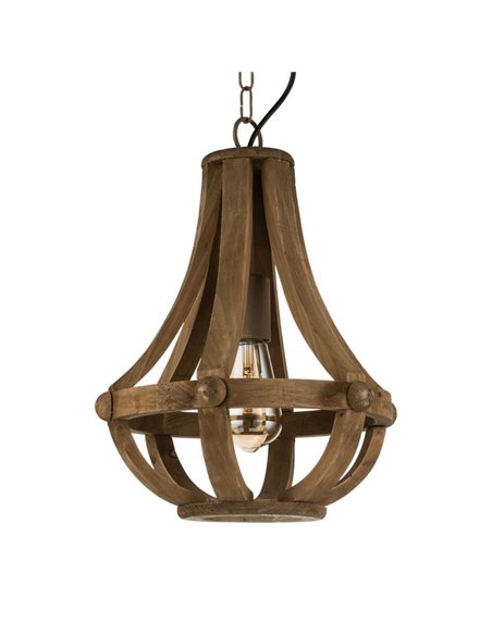 Lámpara Colgante Rústica KINROSS con Cuerpo de Madera Marrón, Ø31cm, E27